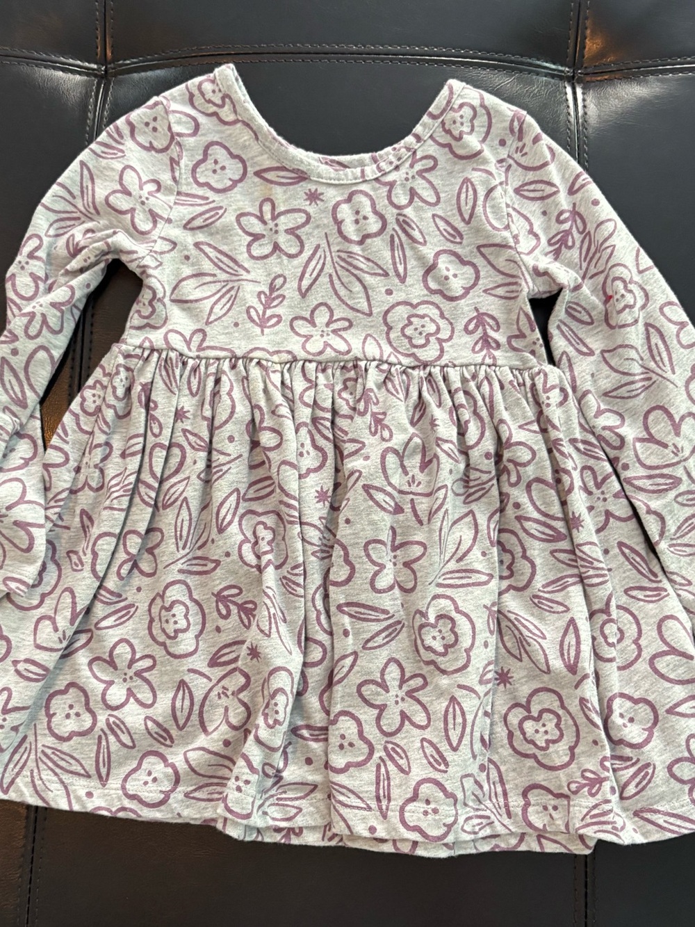 Falls Creek Girls' Long Sleeve Floral Dress - Light Gray & Mauve